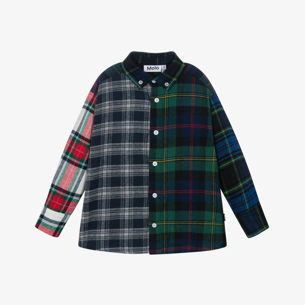 Molo-Green And Red Check Shirt | Childrensalon Outlet