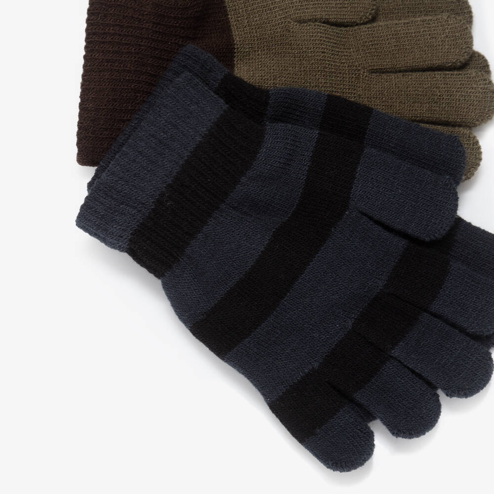 Molo-Green & Blue Stripe Knitted Gloves (2 Pack) | Childrensalon Outlet