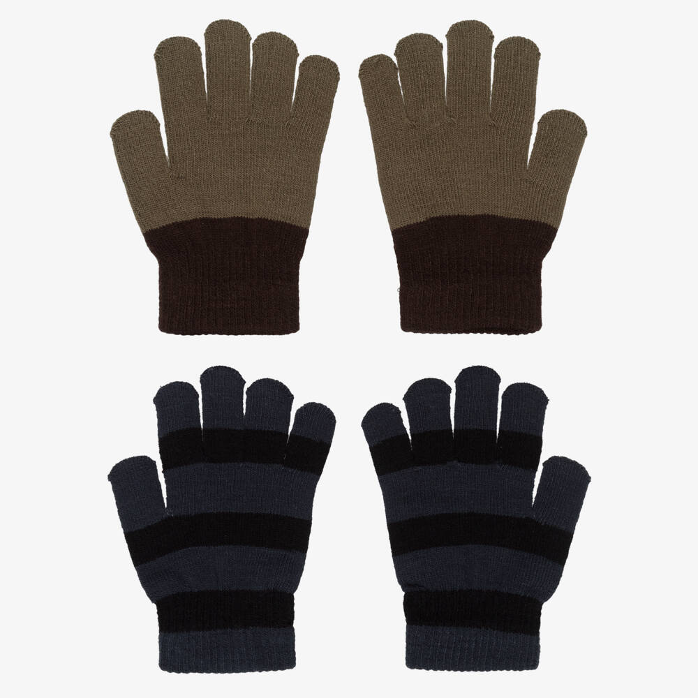 Molo-Green & Blue Stripe Knitted Gloves (2 Pack) | Childrensalon Outlet