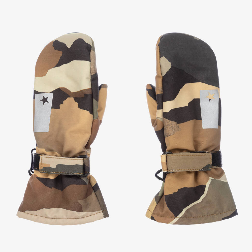 Molo - Green Camouflage Print Ski Mittens | Childrensalon