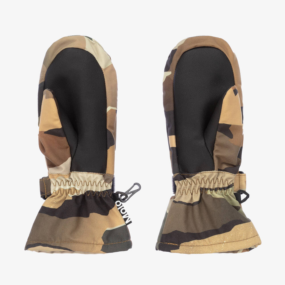 Molo-Green Camouflage Print Ski Mittens | Childrensalon Outlet