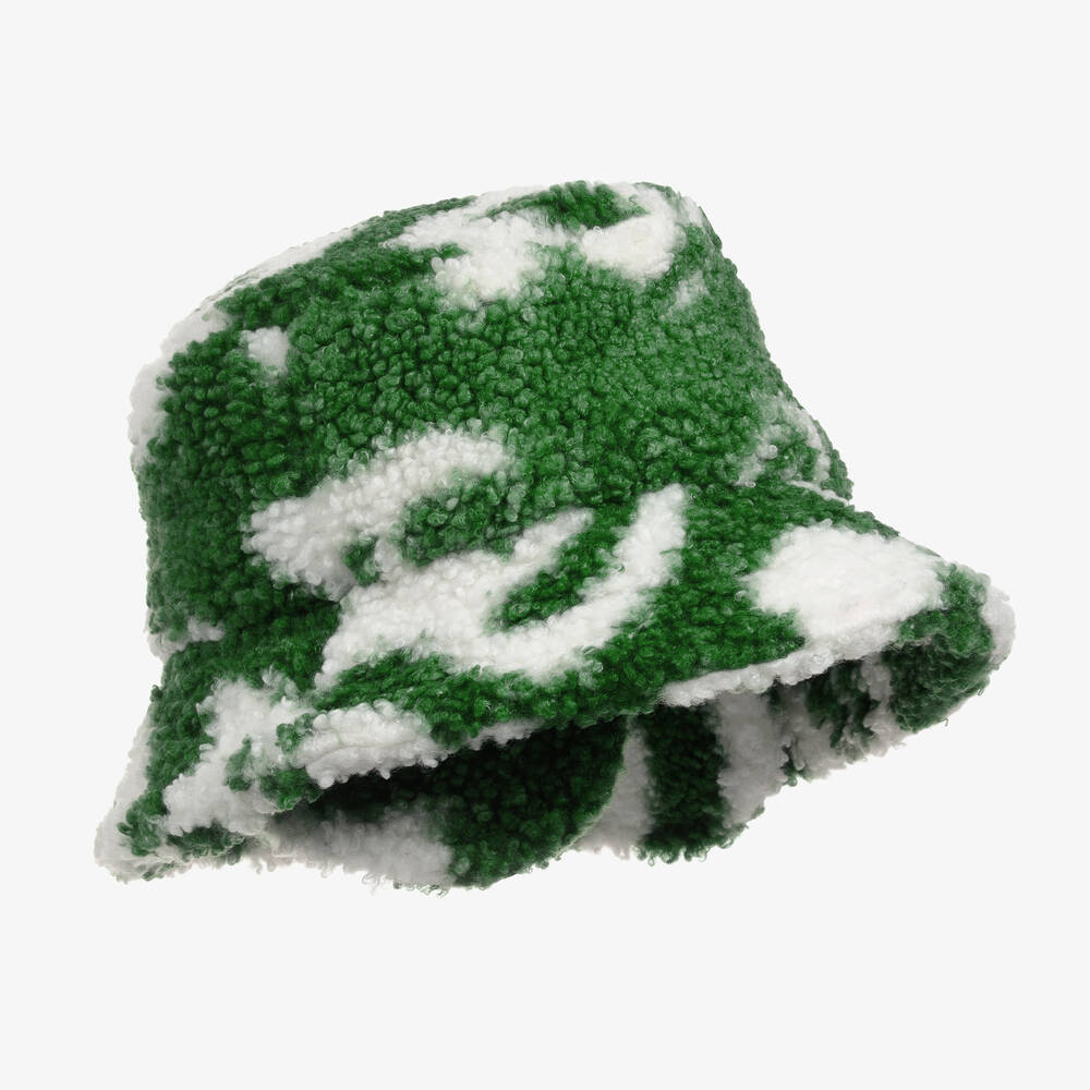 Molo-Green Faux Shearling Happy Faces Bucket Hat | Childrensalon Outlet