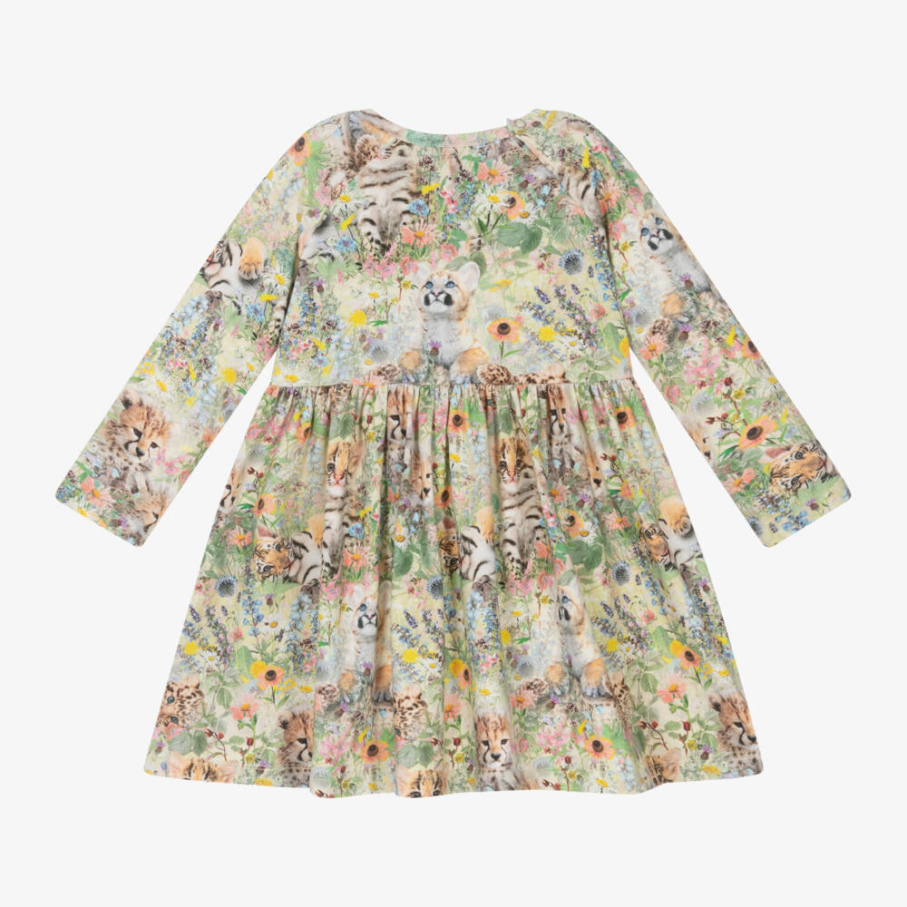 Molo-فستان قطن مزهر بلون المرج الأخضر | Childrensalon Outlet