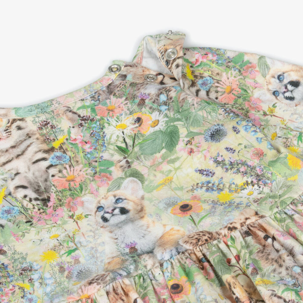 Molo-فستان قطن مزهر بلون المرج الأخضر | Childrensalon Outlet