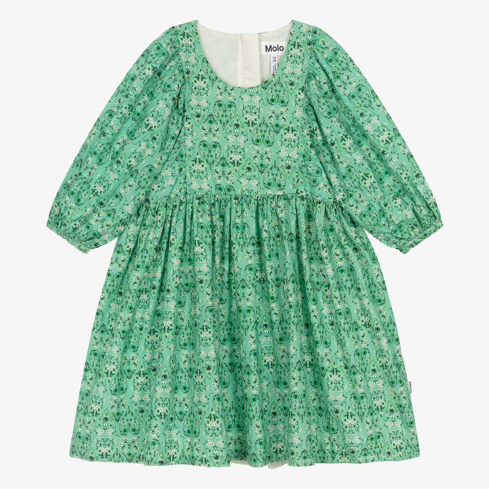 Molo-Green Organic Cotton Floral Heart Dress | Childrensalon Outlet