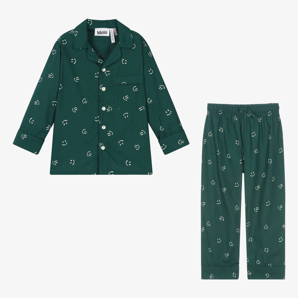 Molo-بيجاما قطن عضوي بوبلين لون أخضر | Childrensalon Outlet