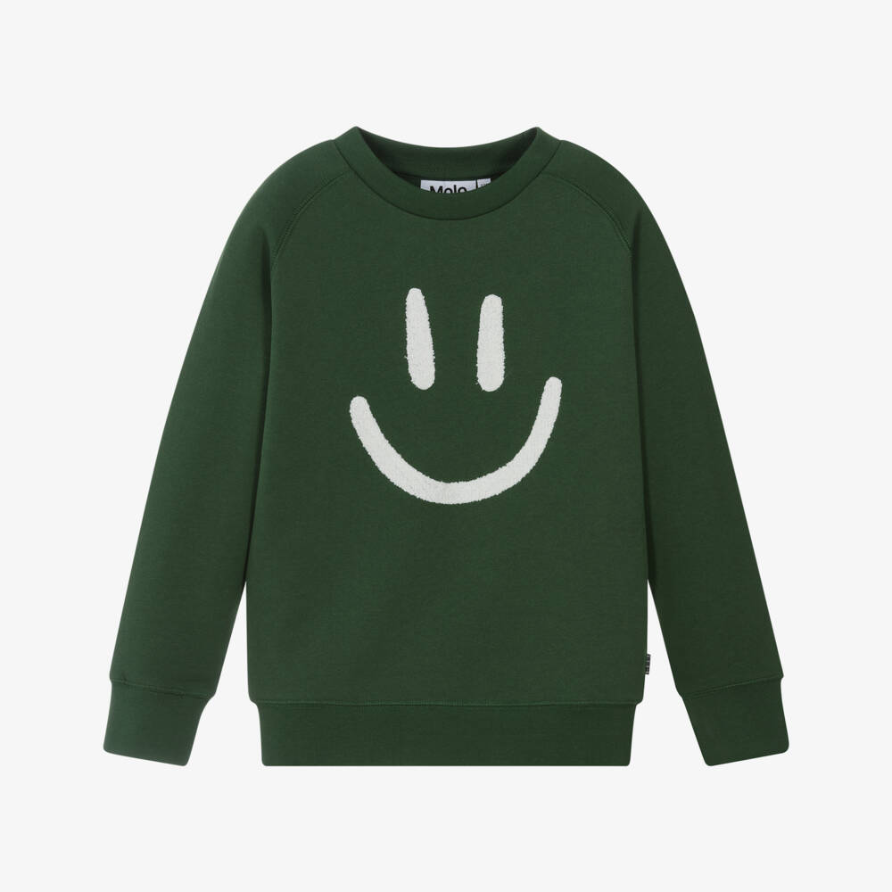 Molo-Зеленый свитшот из органического хлопка с улыбкой для детей | Childrensalon Outlet
