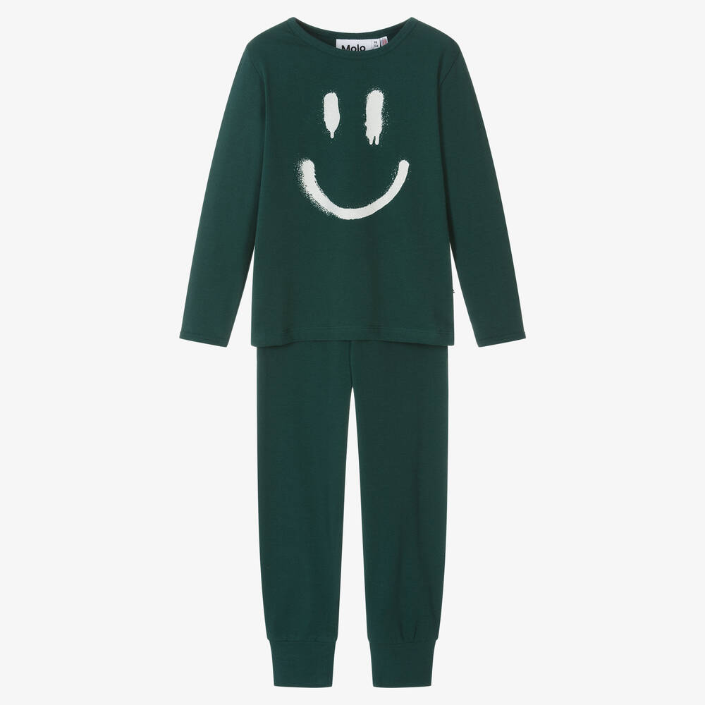 Molo-Green Organic Cotton Smiling Pyjamas | Childrensalon Outlet