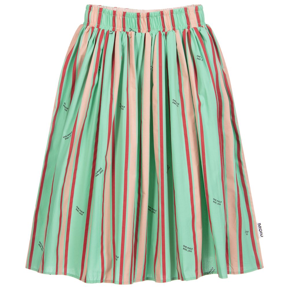 Molo - Green & Pink Striped Skirt | Childrensalon