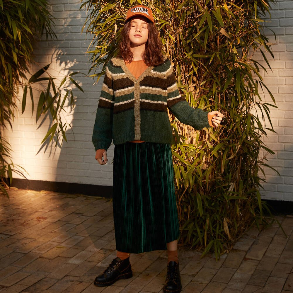 Molo-Длинная зеленая велюровая юбка | Childrensalon Outlet