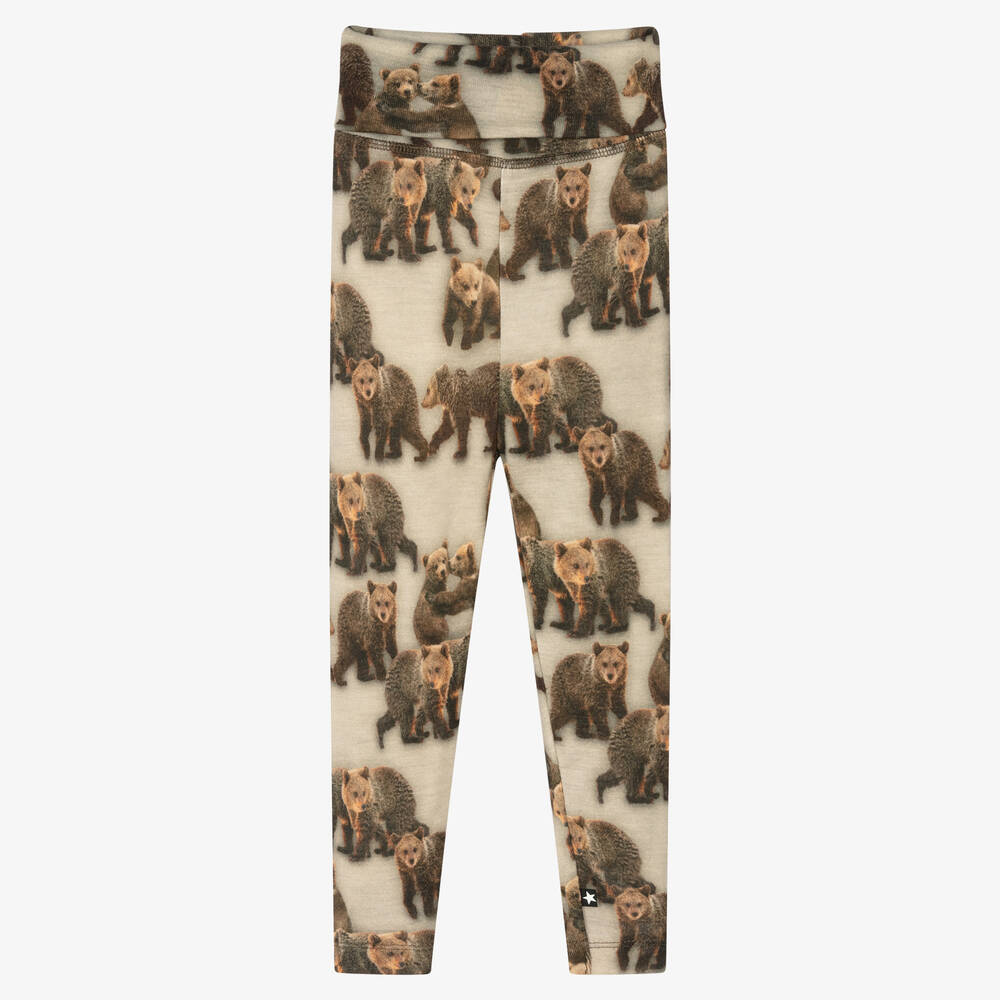 Molo - Green Wool Bear Leggings | Childrensalon