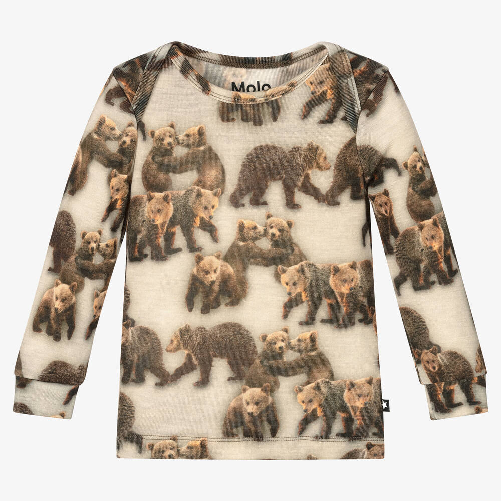 Molo - Green Wool Bear Top | Childrensalon