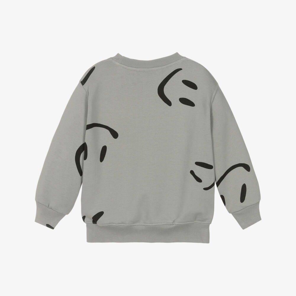 Molo-Grey Cotton Smiling Face Sweatshirt | Childrensalon Outlet