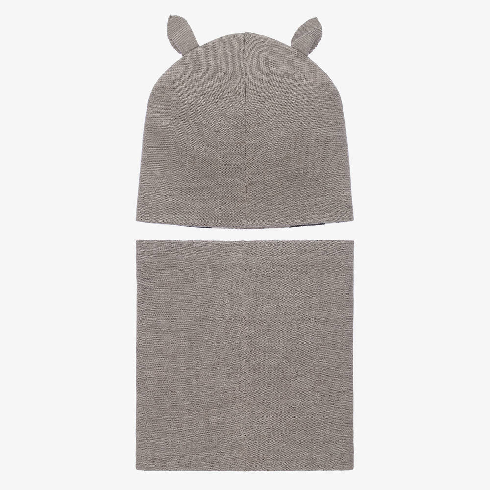 مولو-طقم قبعة وسنود مزيج صوف وأكريليك لون رمادي | Childrensalon Outlet