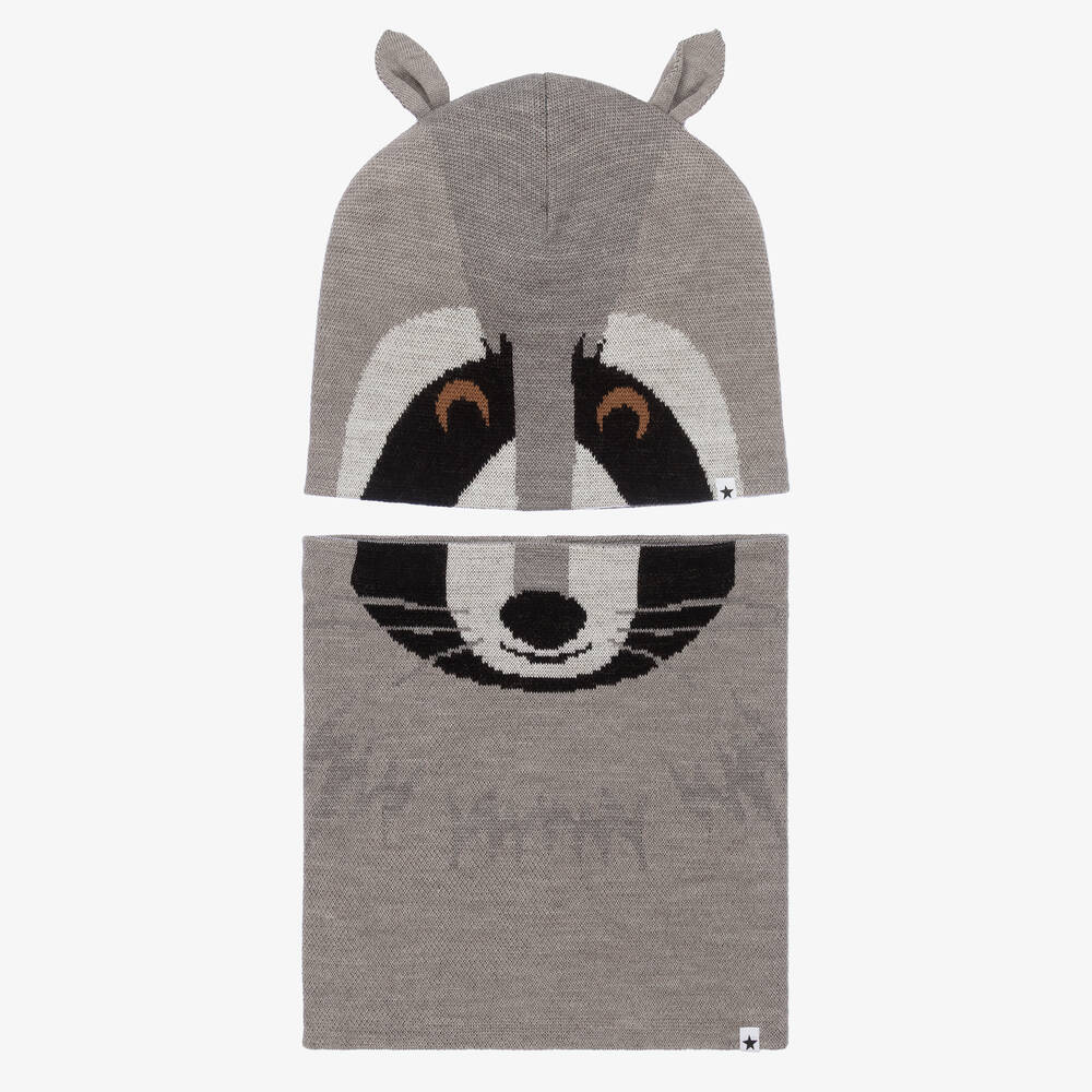مولو-طقم قبعة وسنود مزيج صوف وأكريليك لون رمادي | Childrensalon Outlet