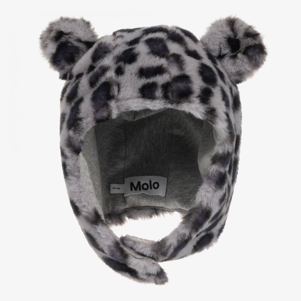 Molo - Grey Leopard Faux Fur Hat | Childrensalon