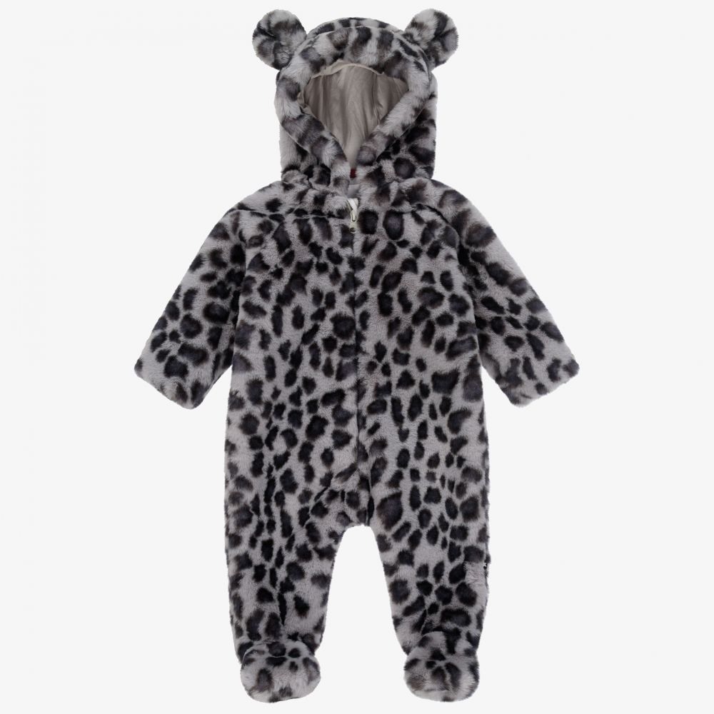 Molo - Grauer Schlafanzug mit Leopardenmuster  | Childrensalon