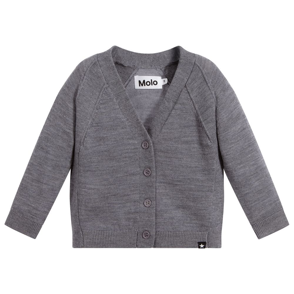 Molo - Grey Merino Wool Cardigan | Childrensalon