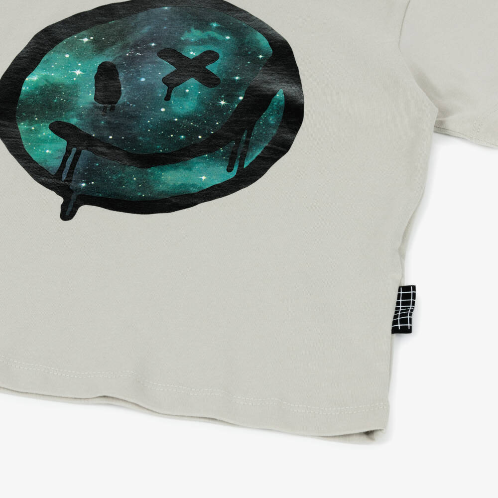 Molo-Grey Organic Cotton Drippy Smile T-Shirt | Childrensalon Outlet
