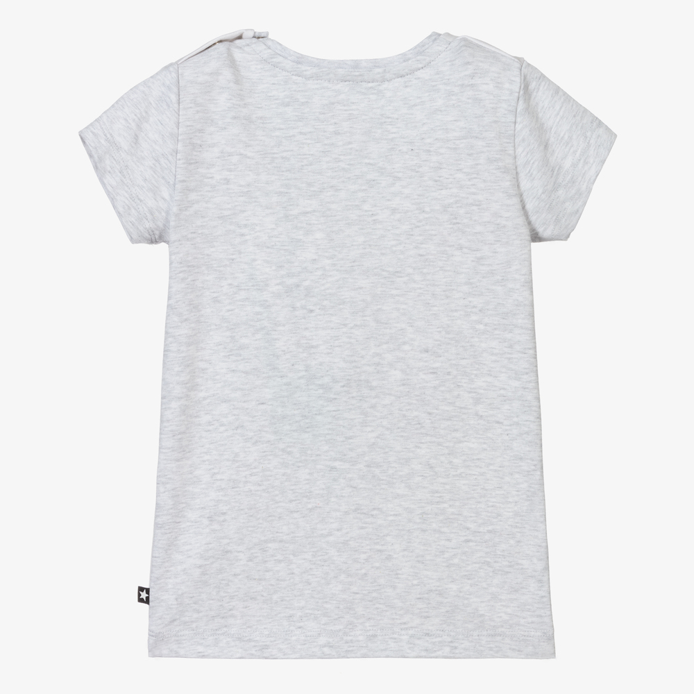 Molo-تيشيرت قطن عضوي جيرسي لون رمادي للبنات | Childrensalon Outlet