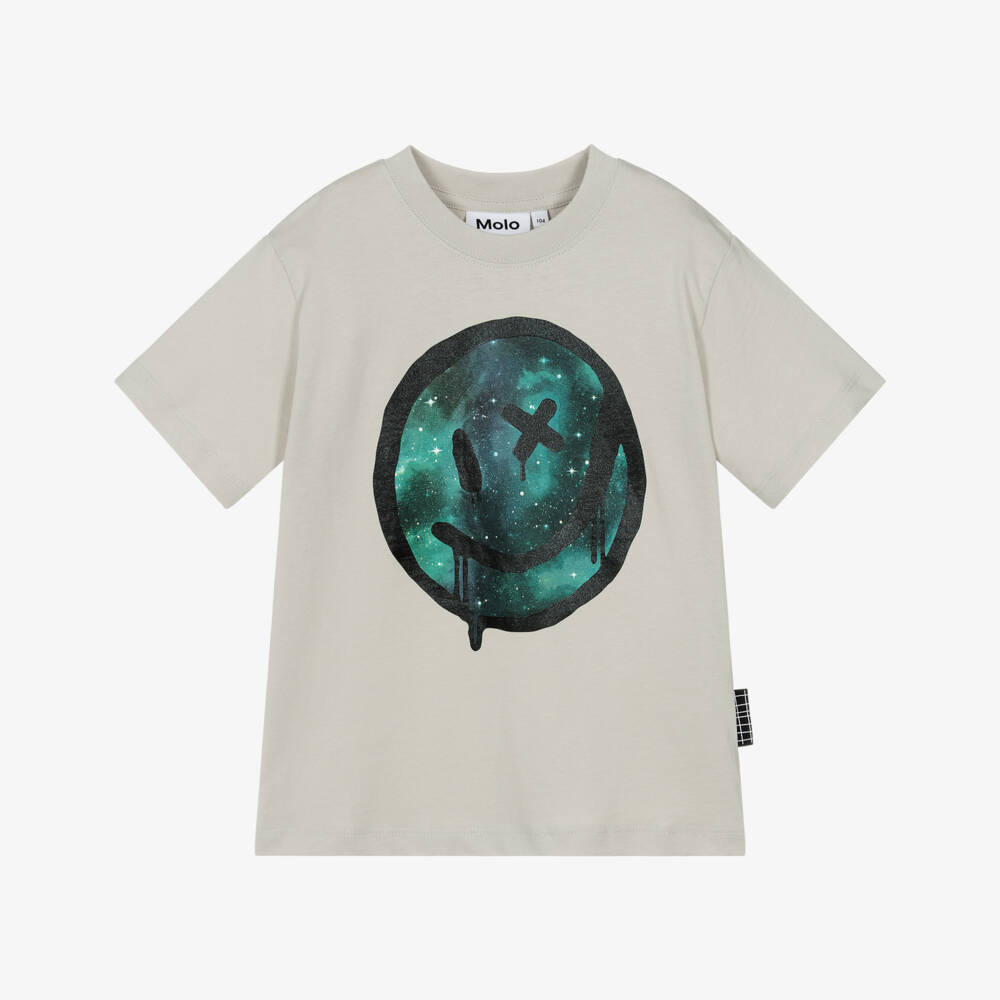 Molo-Grey Smiley T-shirt | Childrensalon Outlet