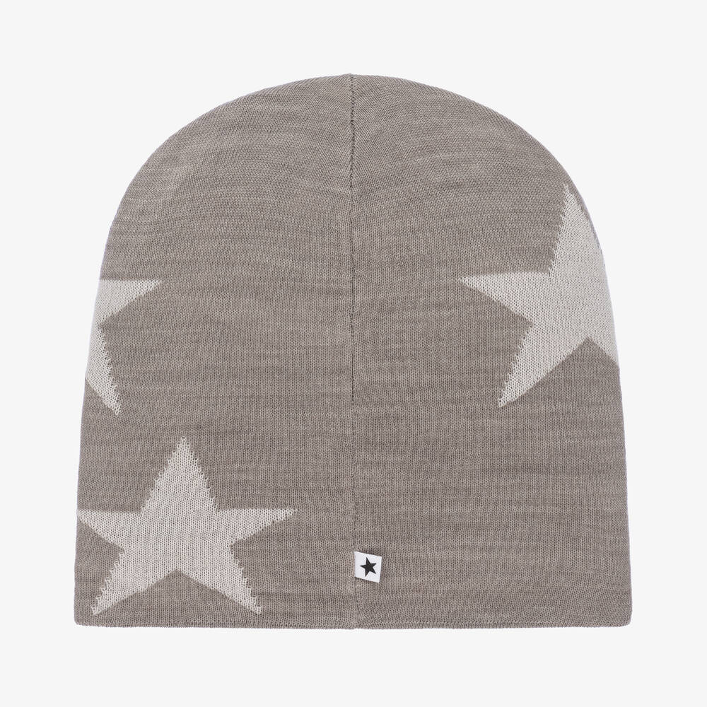 Molo-Серая шерстяная шапка с белыми звездами | Childrensalon Outlet