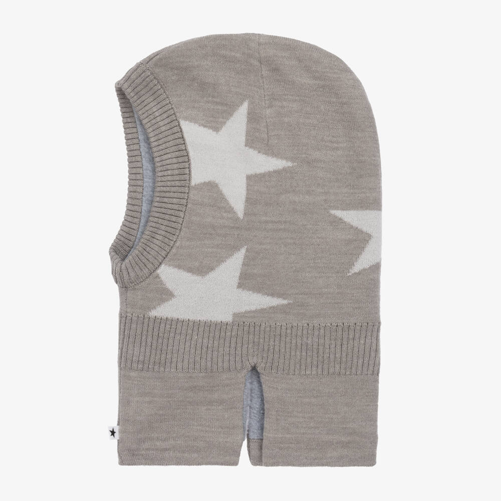 Molo-Grey Wool Knit Star Balaclava | Childrensalon Outlet