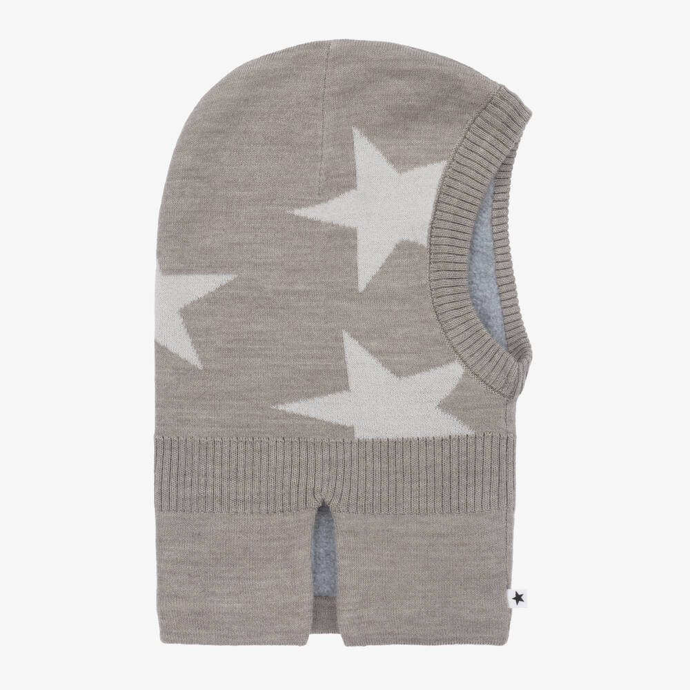 Molo-Grey Wool Knit Star Balaclava | Childrensalon Outlet