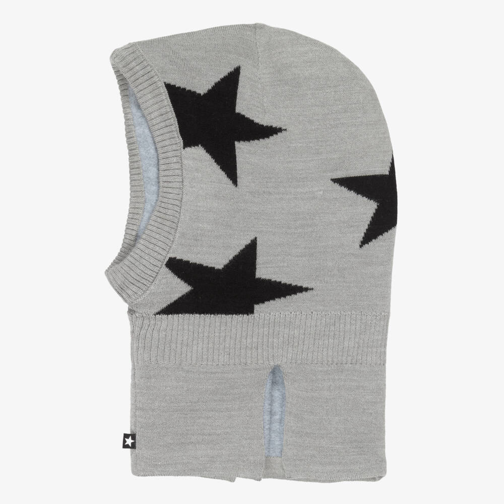 Molo-Grey Wool Knit Star Balaclava | Childrensalon Outlet