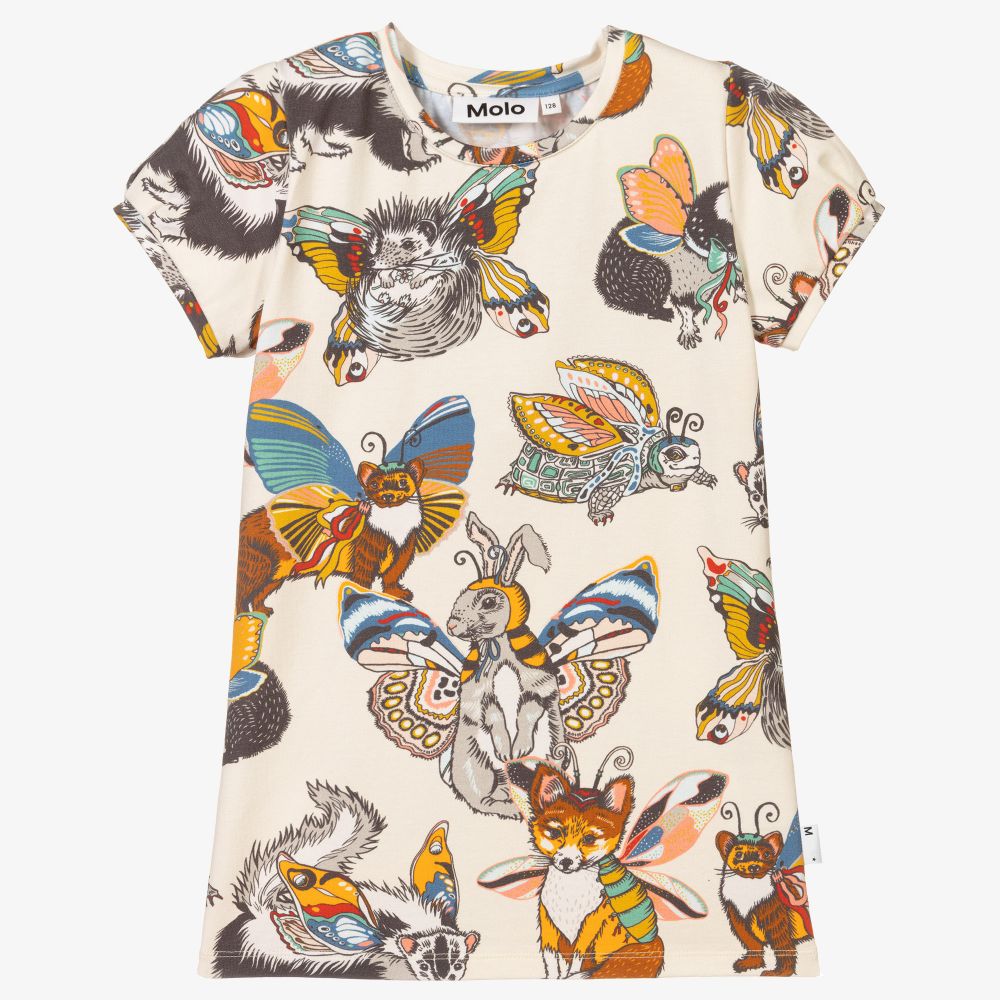 Molo - Ivory Animals Cotton T-Shirt | Childrensalon