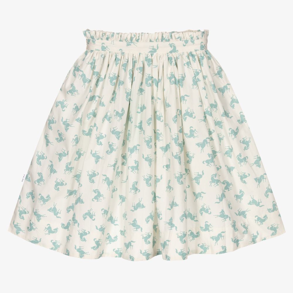 Molo-تنورة قطن عضوي بوبلين لون عاجي وأزرق باهت | Childrensalon Outlet