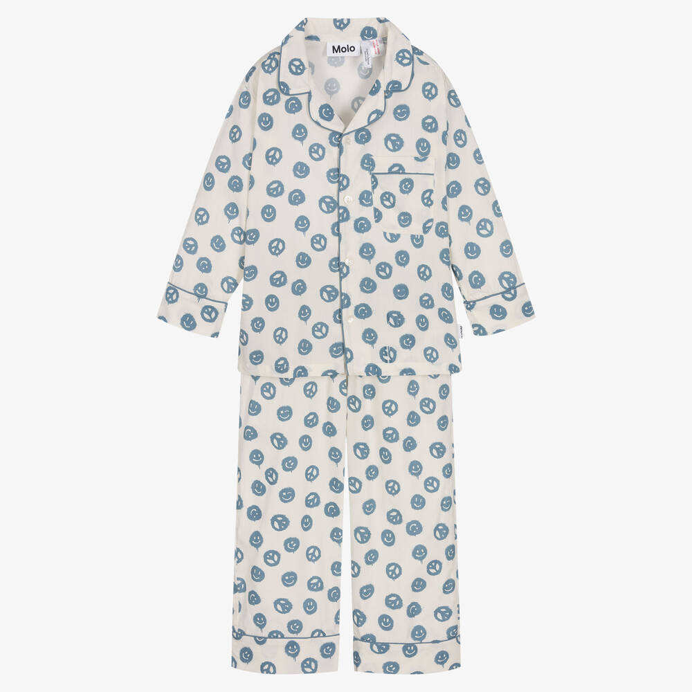 Molo-Ivory & Blue Organic Cotton Pyjamas | Childrensalon Outlet