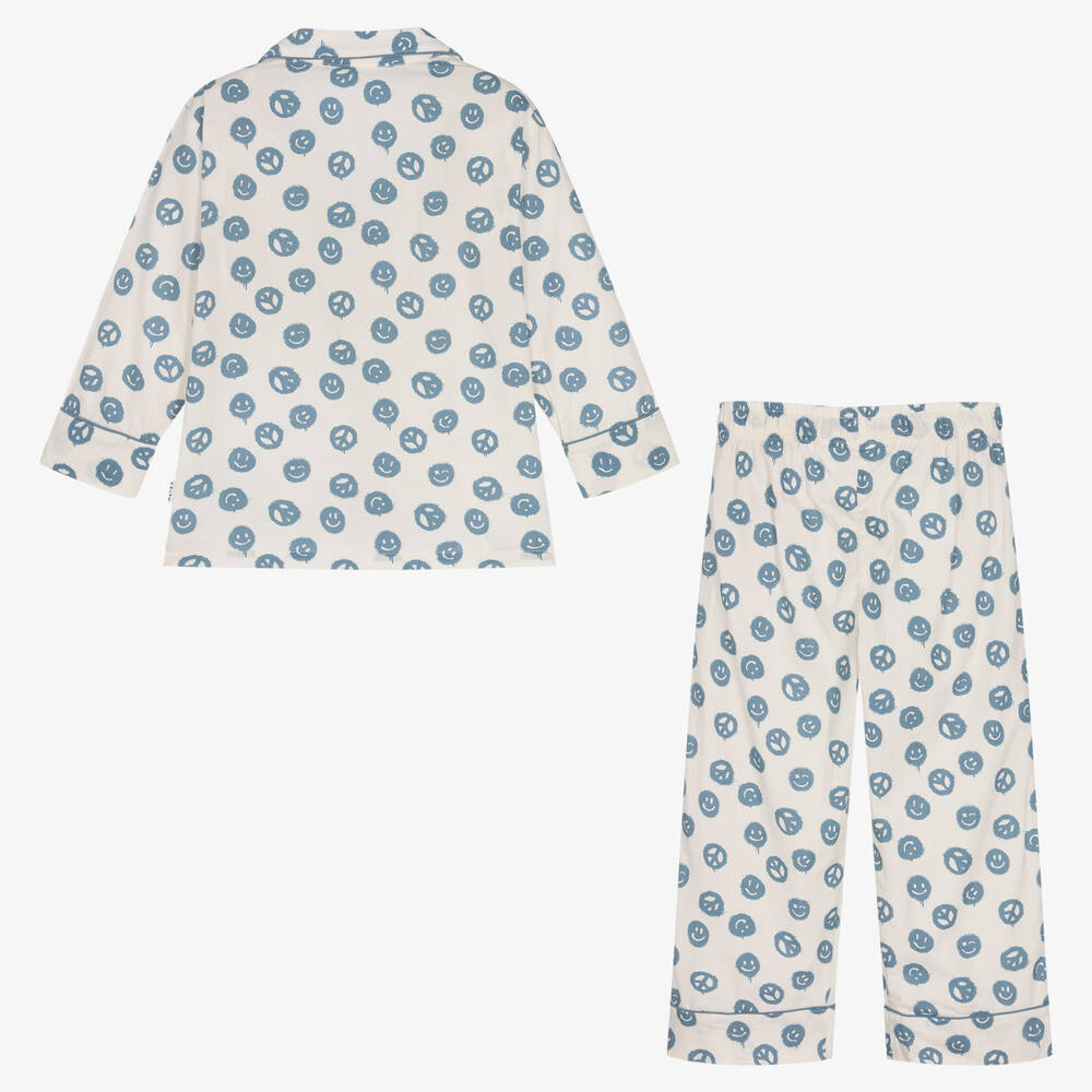 Molo-Ivory & Blue Organic Cotton Pyjamas | Childrensalon Outlet