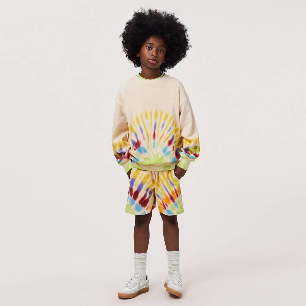 Molo-Ivory Cotton Jersey Tie-Dye Shorts | Childrensalon Outlet