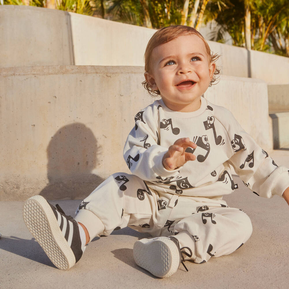 Molo-Ivory Cotton Musical Notes Tracksuit | Childrensalon Outlet
