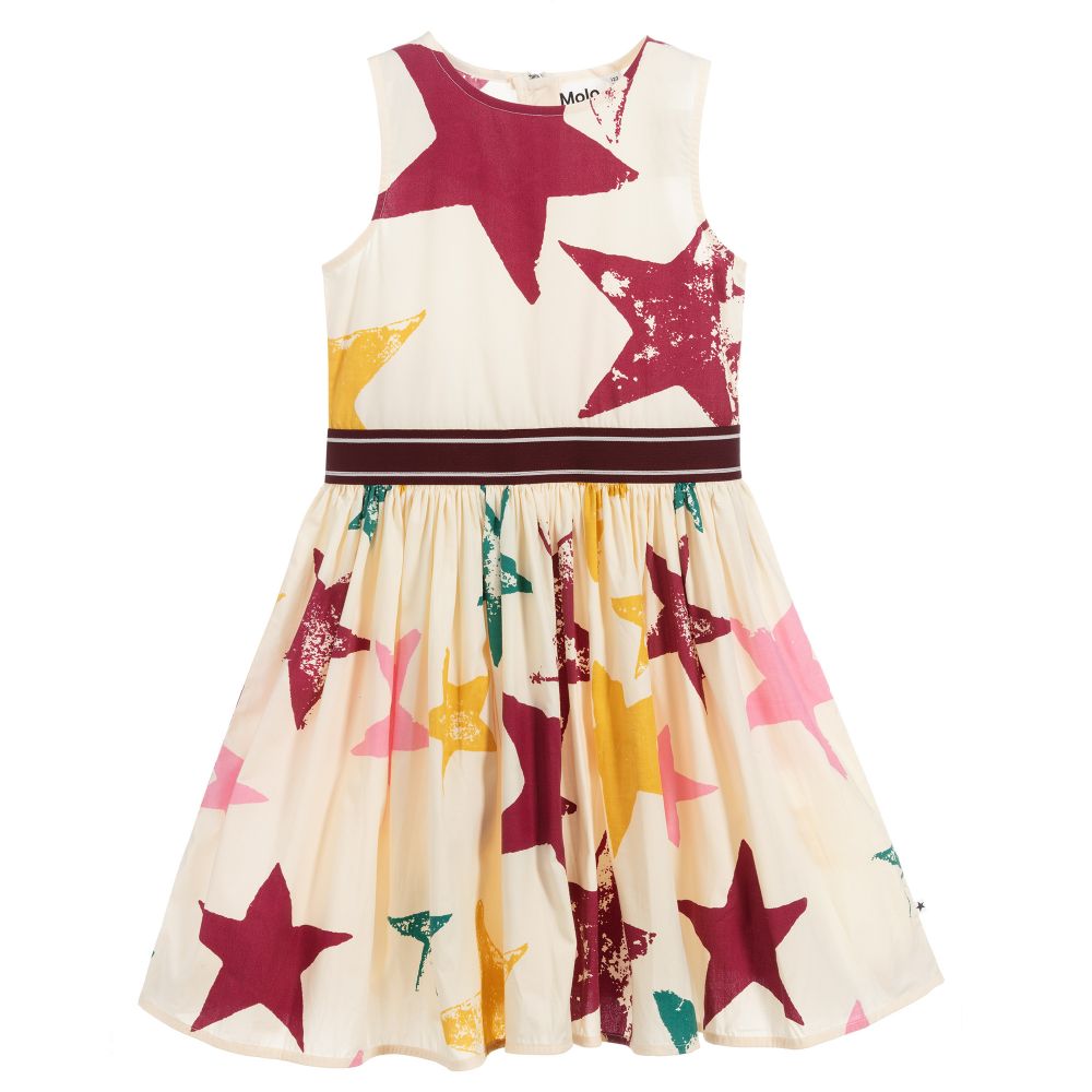 Molo - فستان قطن عضوي لون عاجي بطبعة نجوم | Childrensalon