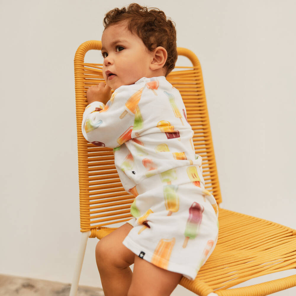 Molo-Ivory Organic Cotton Ice Lolly Shorts | Childrensalon Outlet