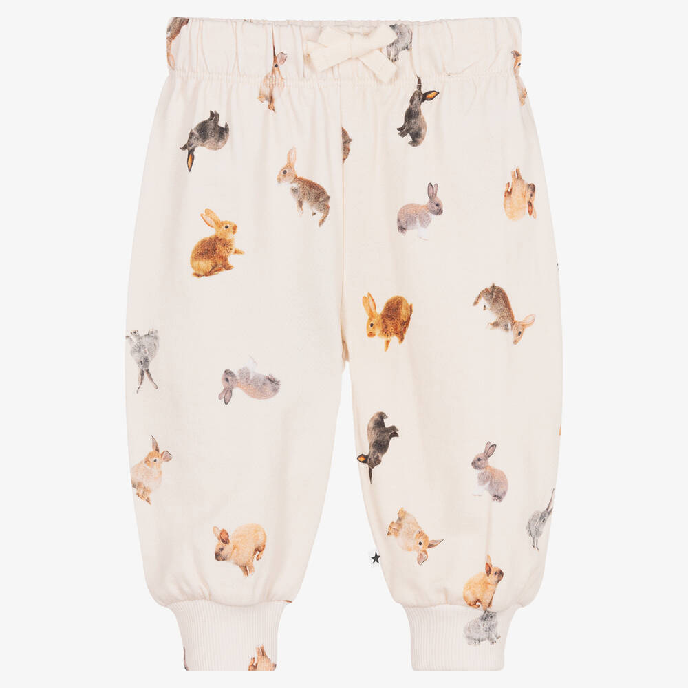 Molo - Ivory Organic Cotton Rabbit Joggers | Childrensalon