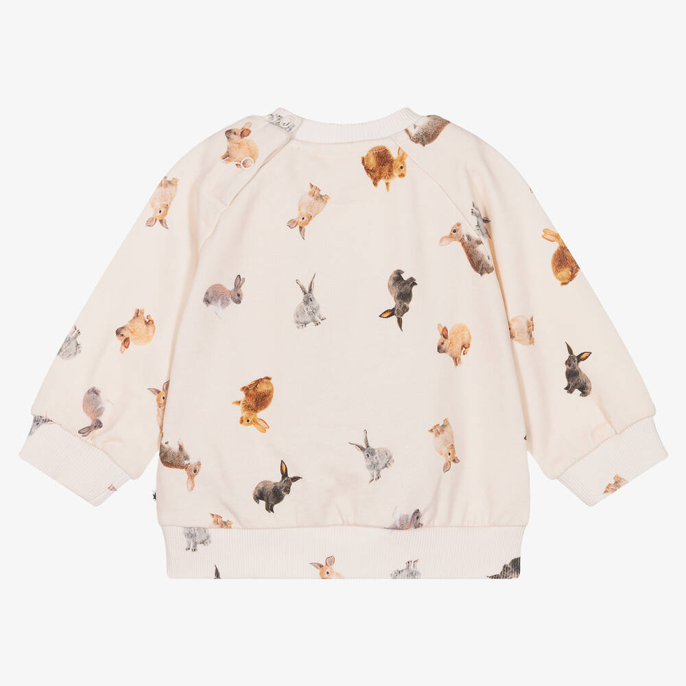 Molo-Ivory Organic Cotton Rabbit Sweatshirt | Childrensalon Outlet