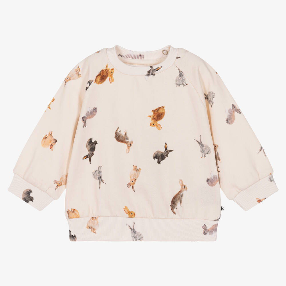 Molo - Ivory Organic Cotton Rabbit Sweatshirt | Childrensalon