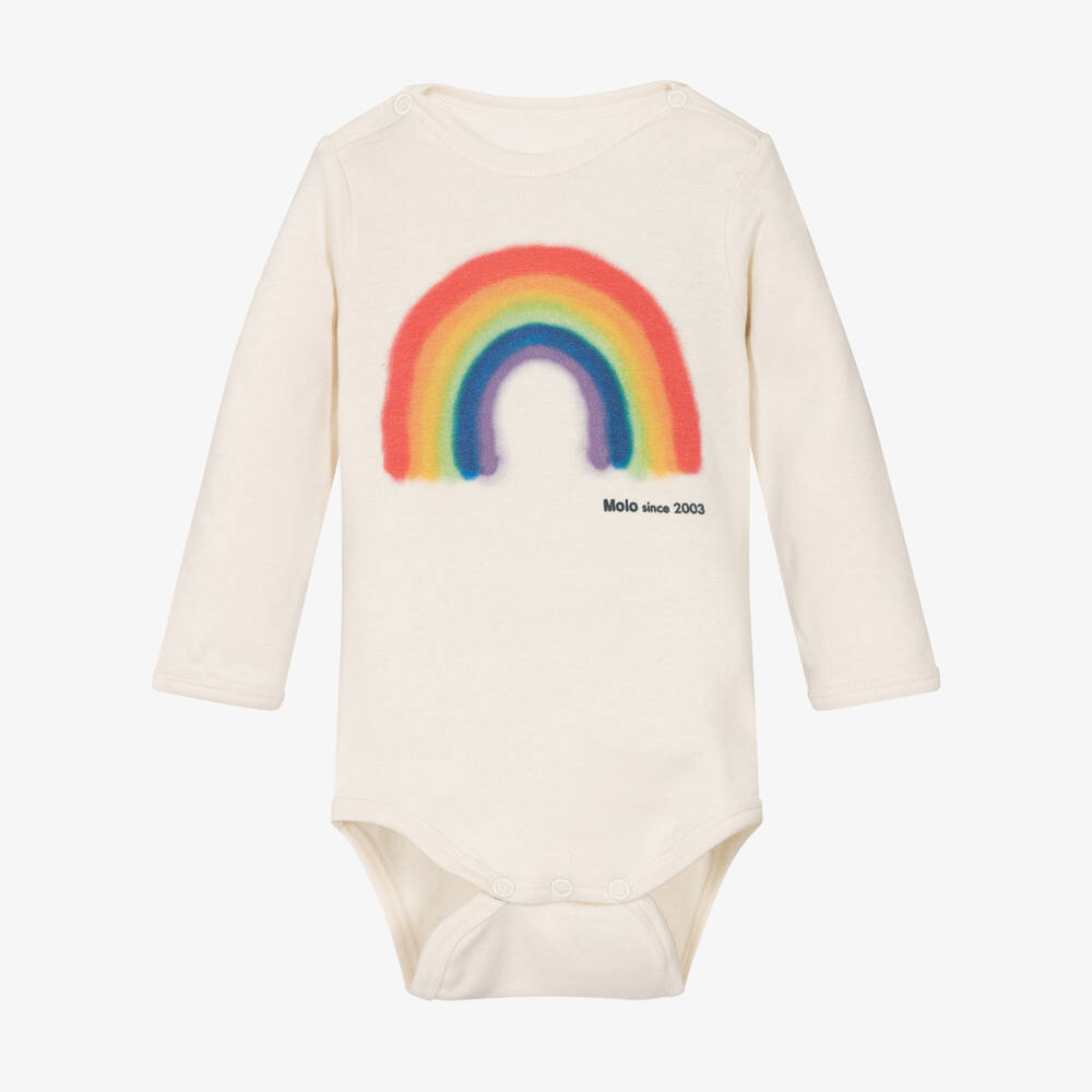 Molo-Кремовое боди из органического хлопка с радугой | Childrensalon Outlet