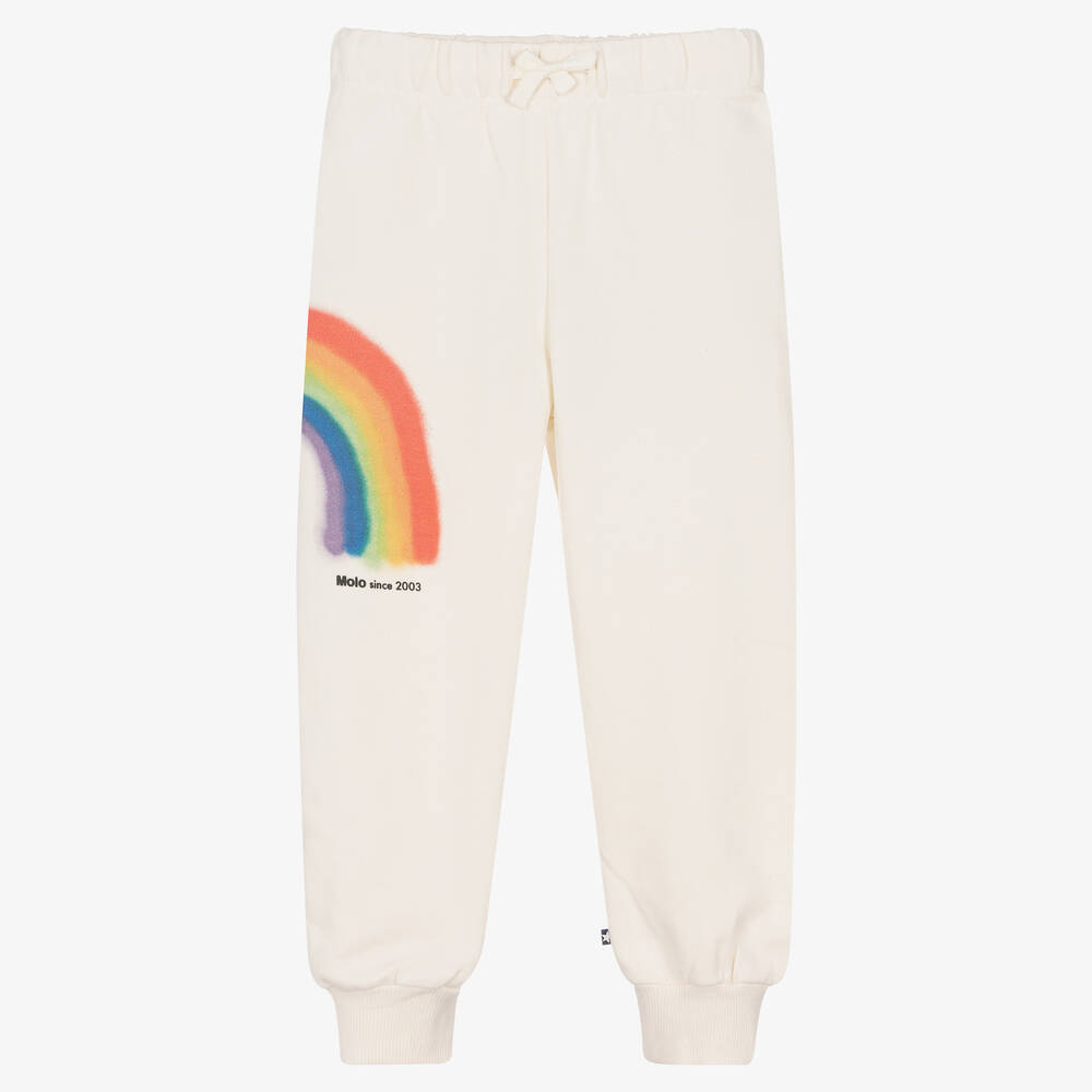 Molo - Ivory Organic Cotton Rainbow Joggers | Childrensalon