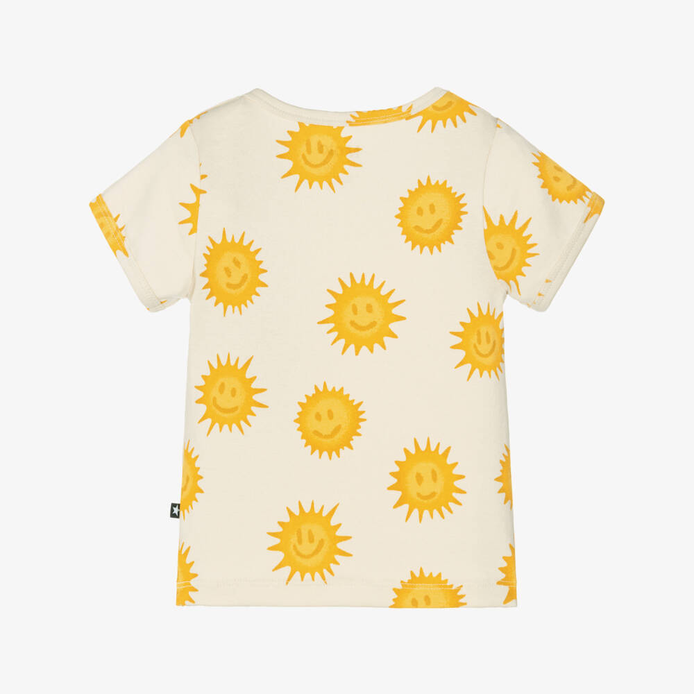 Molo-Ivory Organic Cotton Sun Print T-Shirt | Childrensalon Outlet