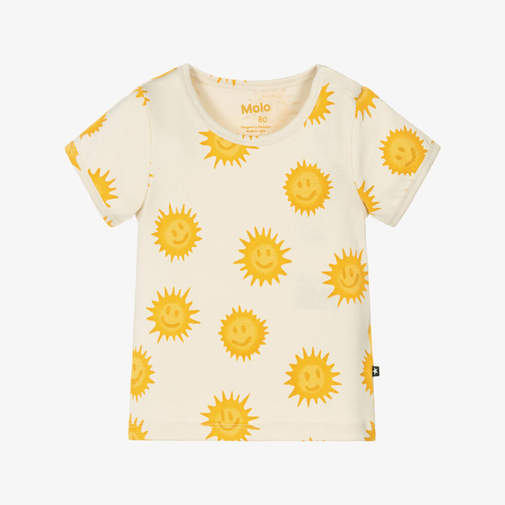 Molo-Ivory Organic Cotton Sun Print T-Shirt | Childrensalon Outlet