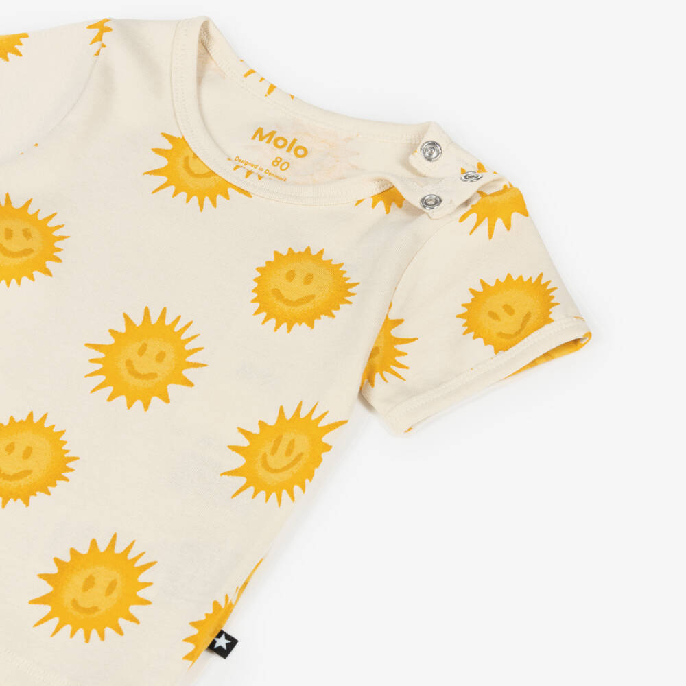 Molo-Ivory Organic Cotton Sun Print T-Shirt | Childrensalon Outlet