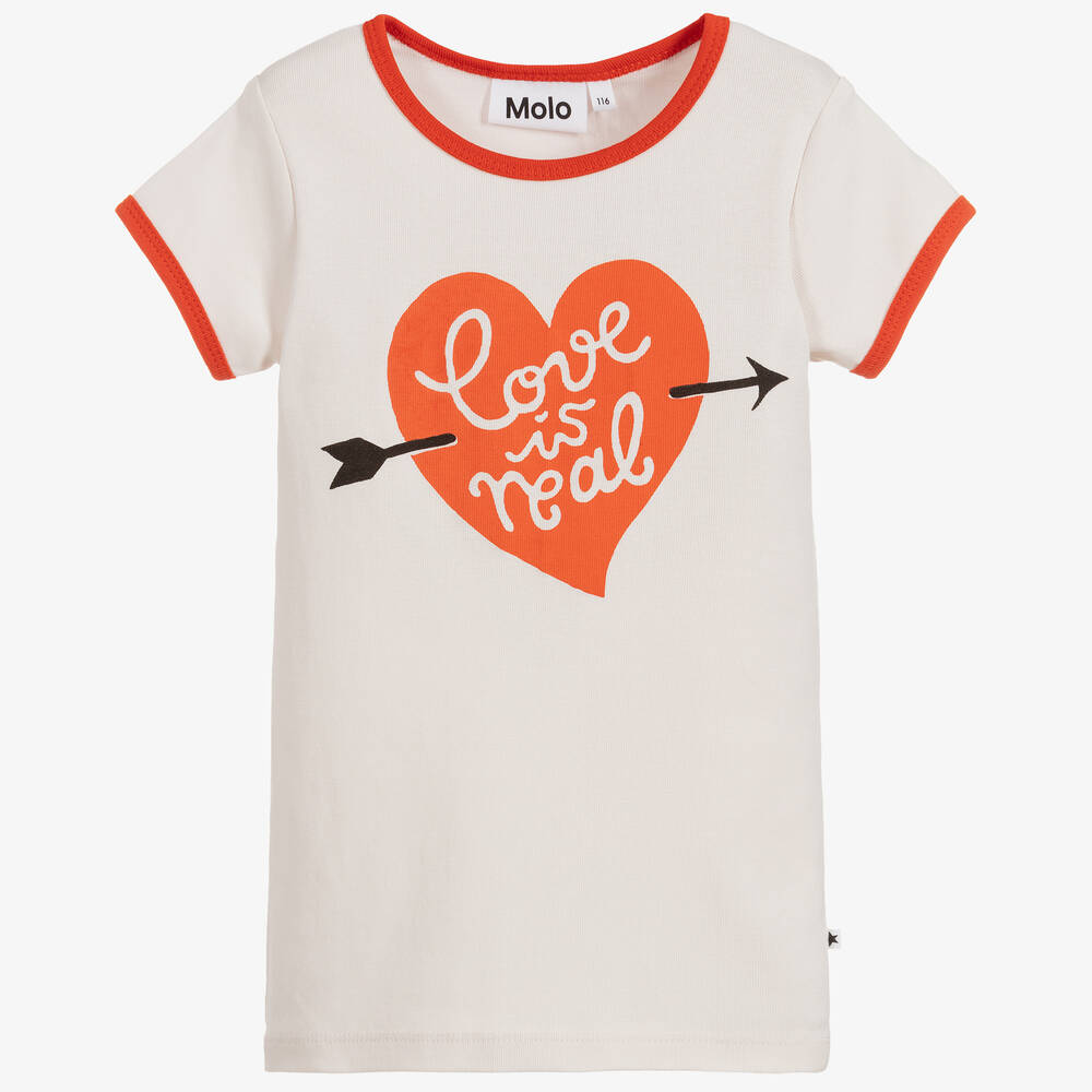 Molo - Ivory Organic Cotton T-Shirt | Childrensalon