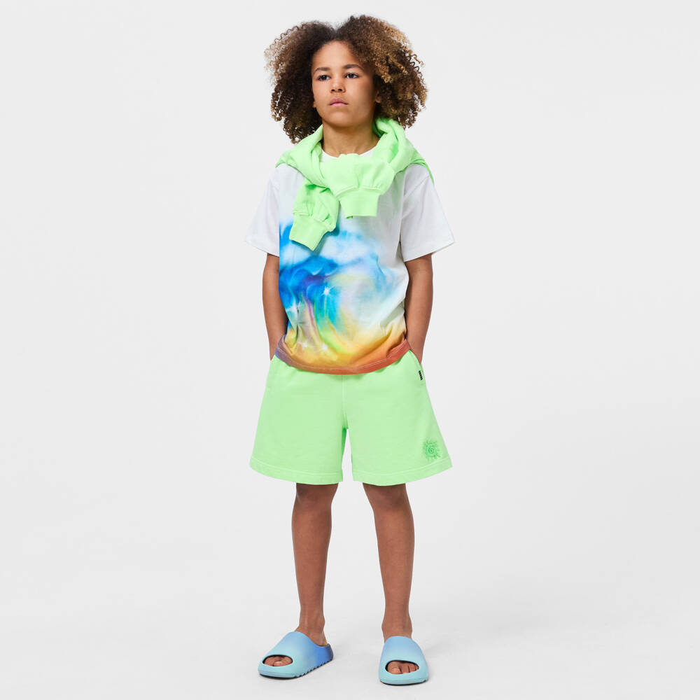 Molo-Ivory Organic Cotton T-Shirt with Colourful Wave Print | Childrensalon Outlet