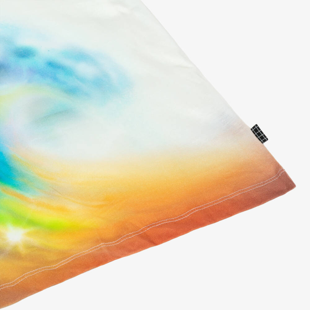 Molo-Ivory Organic Cotton T-Shirt with Colourful Wave Print | Childrensalon Outlet