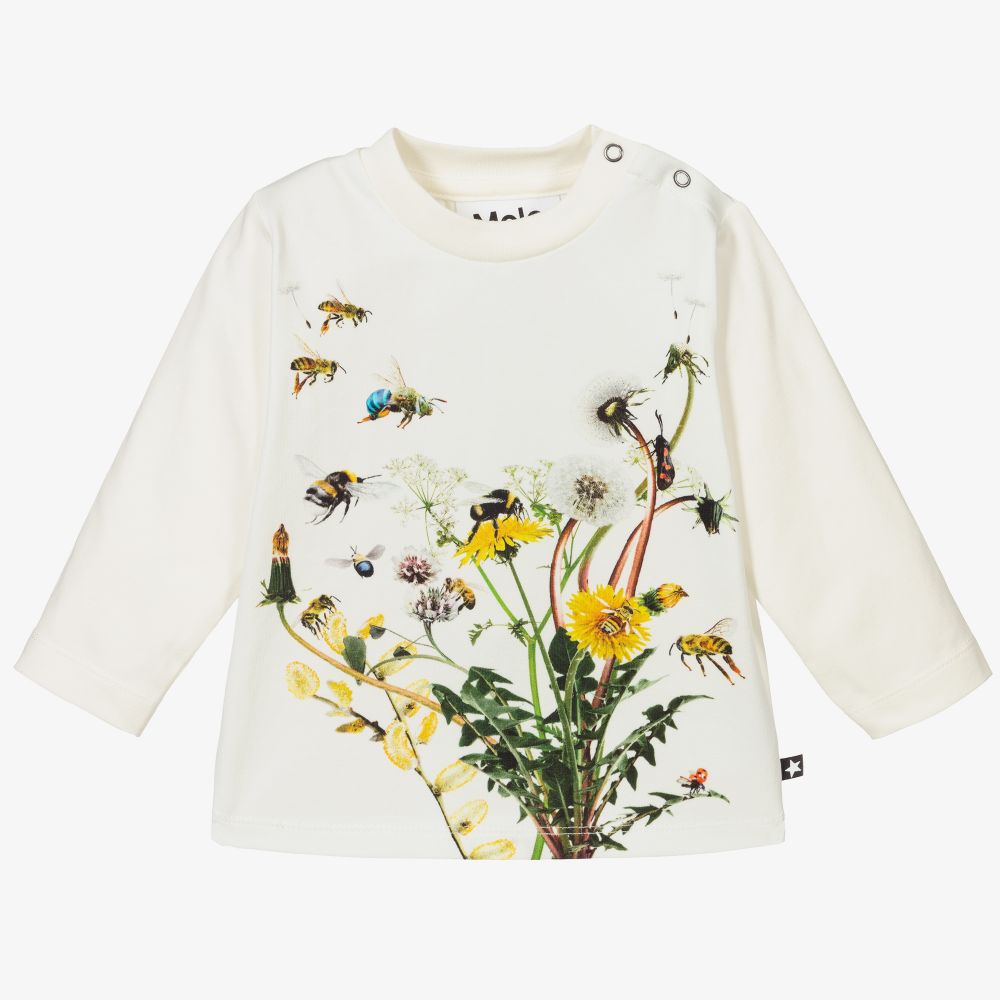 Molo - Ivory Organic Floral Top | Childrensalon