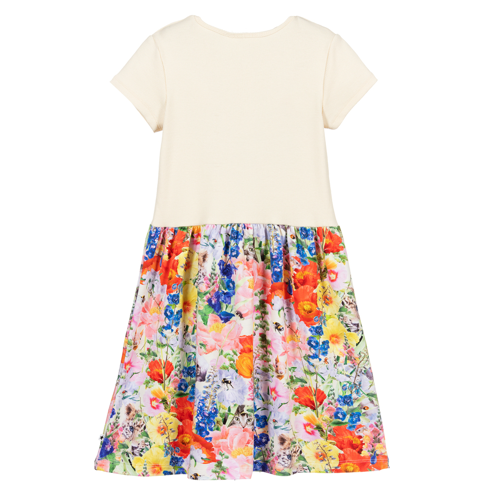 Molo-Ivory & Pink Floral Dress | Childrensalon Outlet